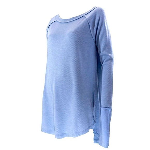 FREE PEOPLE Snowy oversized Thermal T-shirt in Rain womens size XS - Picture 7 of 11